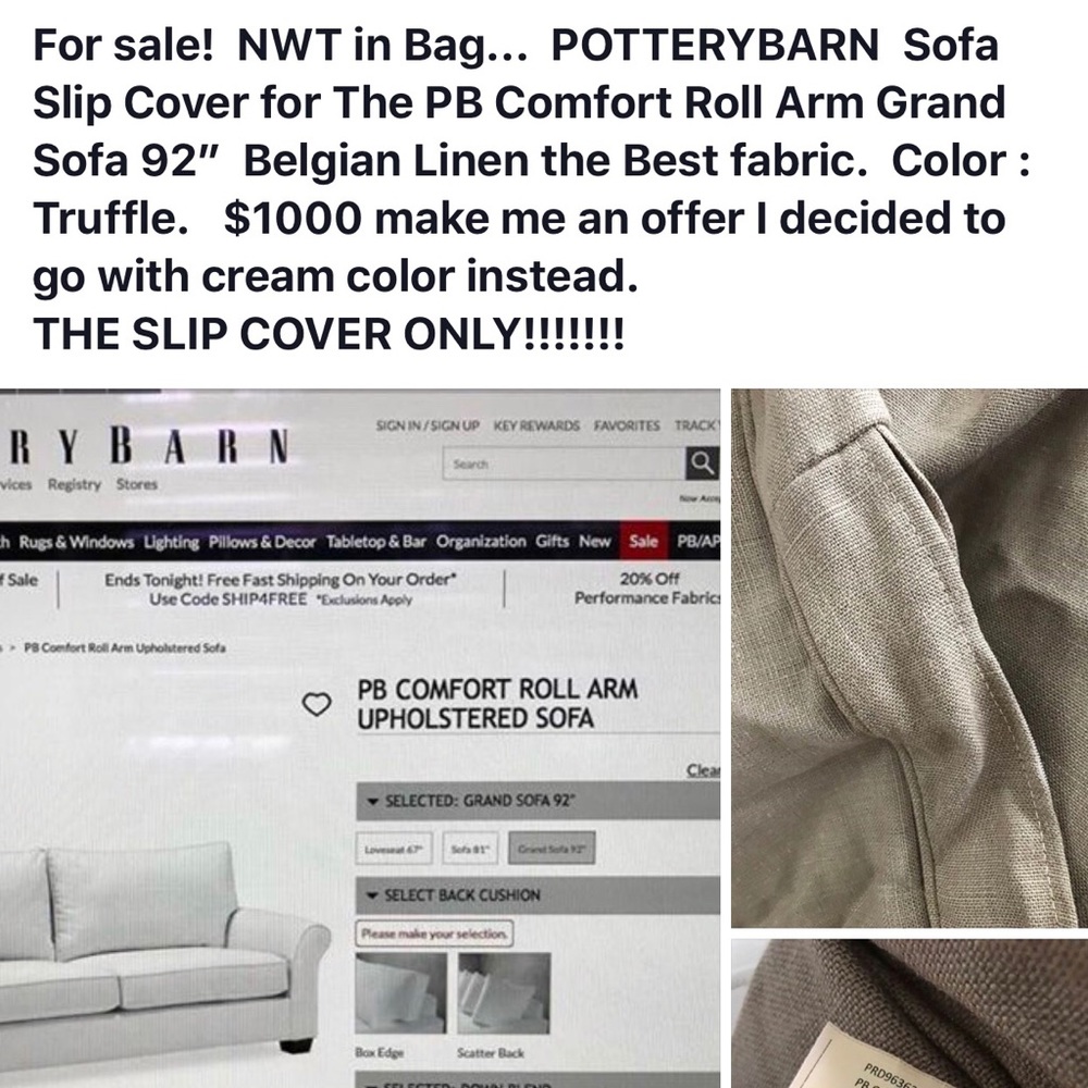 Pottery barn Slip Cover